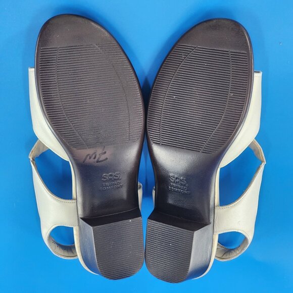 SAS Suntimer Leather Hook & Loop Strap Slingback Sandals Cream - Picture 7 of 7